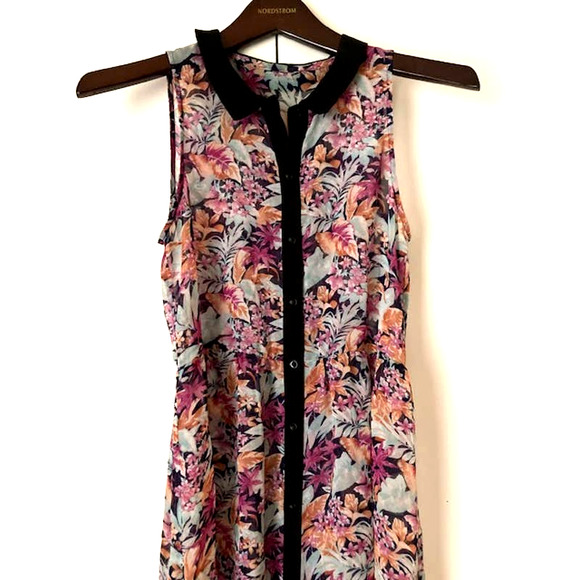 SHEER Floral High-Low Dress - Sleeveless Button Up Floral Maxi - Picture 3 of 8